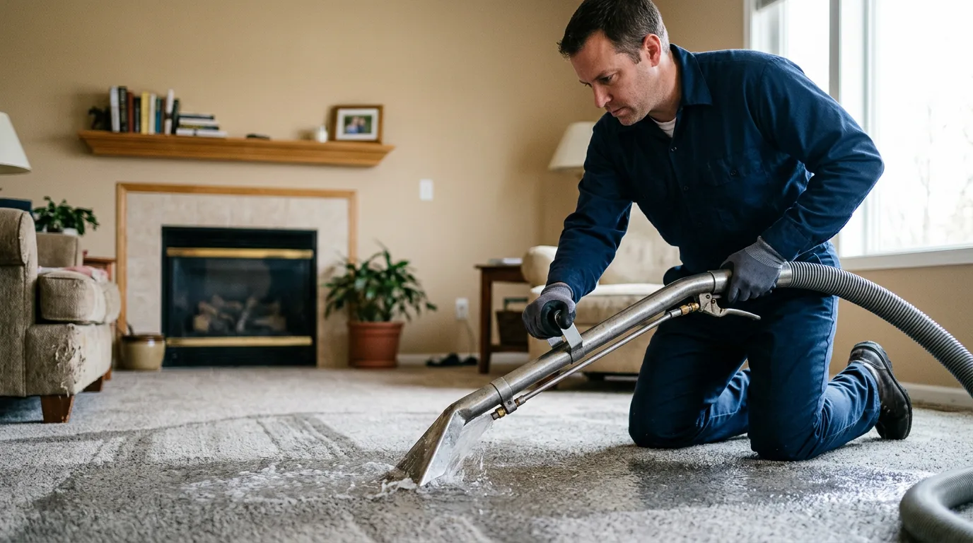 Water damage restoration technician working near Perkiomenville, PA